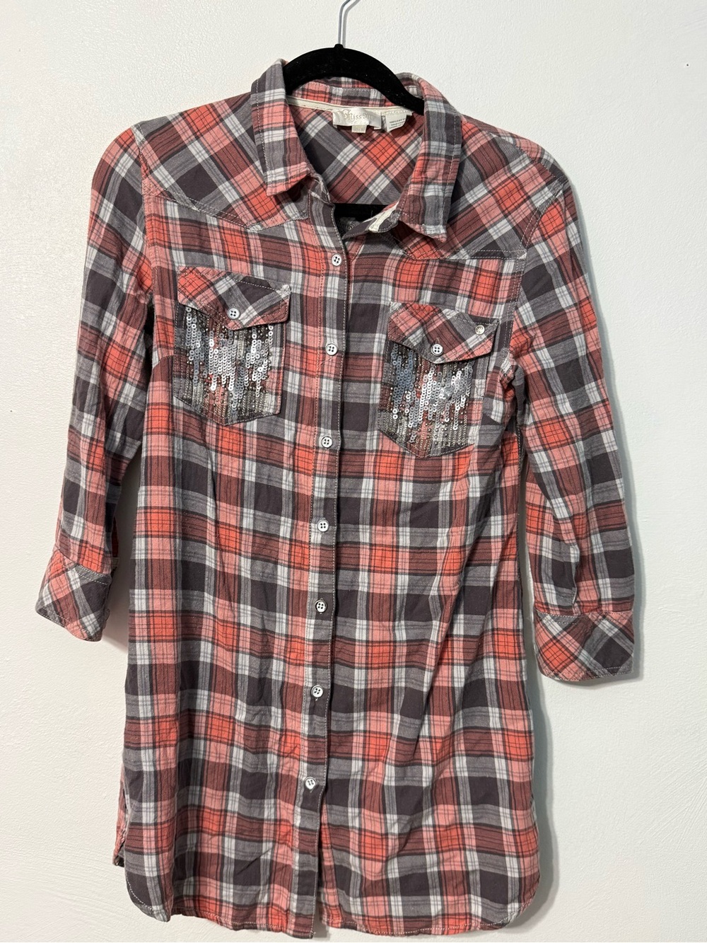 Miss Me Y2K shirt dress sequins button down size medium